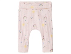 Name It pants light lilac with rainbow print  